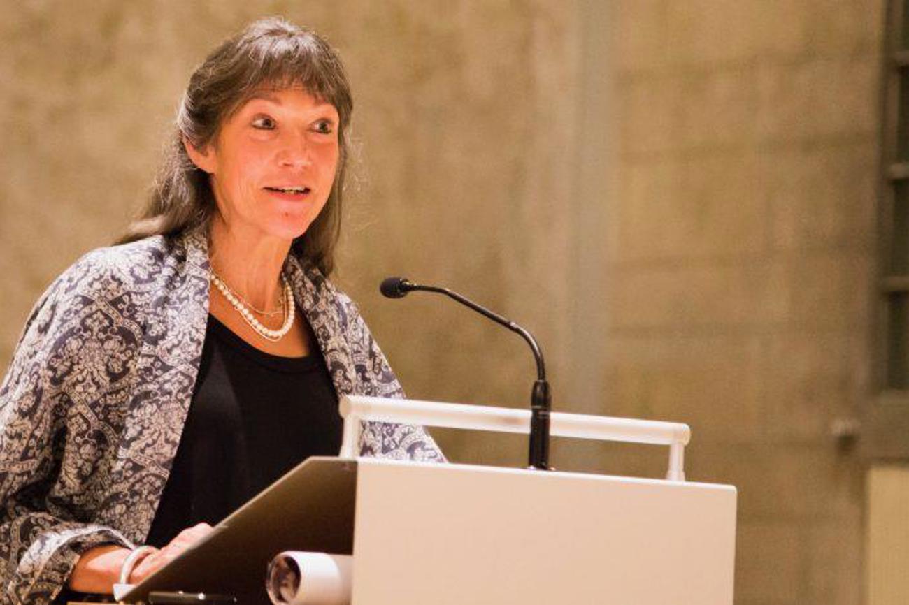 Elisabeth Reichen anlässlich der Vernissage der Wanderausstellung «Schleier und Entschleierung» in Luzern 2014.