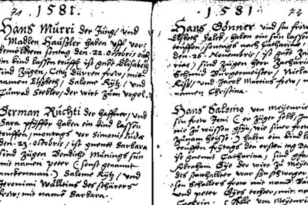 Eine Seite aus dem Kirchenbuch der Berner Gemeinde Büren an der Aare. | Printscreen Staatsarchiv