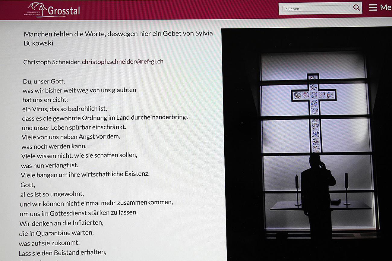 Auf den Webseiten der Kirchgemeinden findet man Texte, Gebete und Impulse.
Bild Madeleine Kuhn-Baer