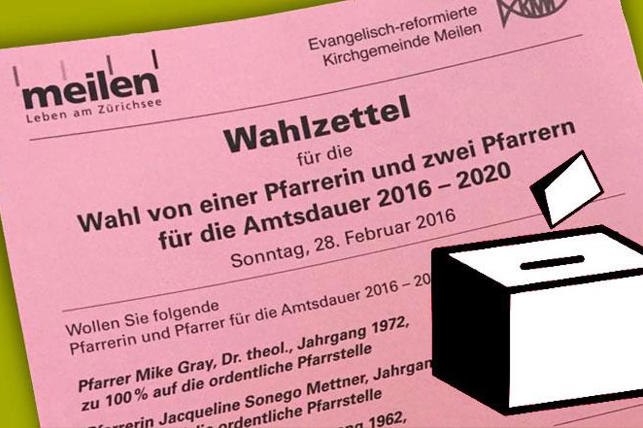 Ja oder Nein zum Pfarrer: So sah ein Wahlzettel zur diesjährigen Bestätigungswahl aus. | ref.ch