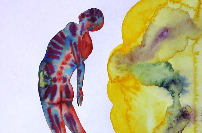 Stickstoffexplosion. Aquarell auf Papier, 40 x 35 cm, von Danylo Movchan.