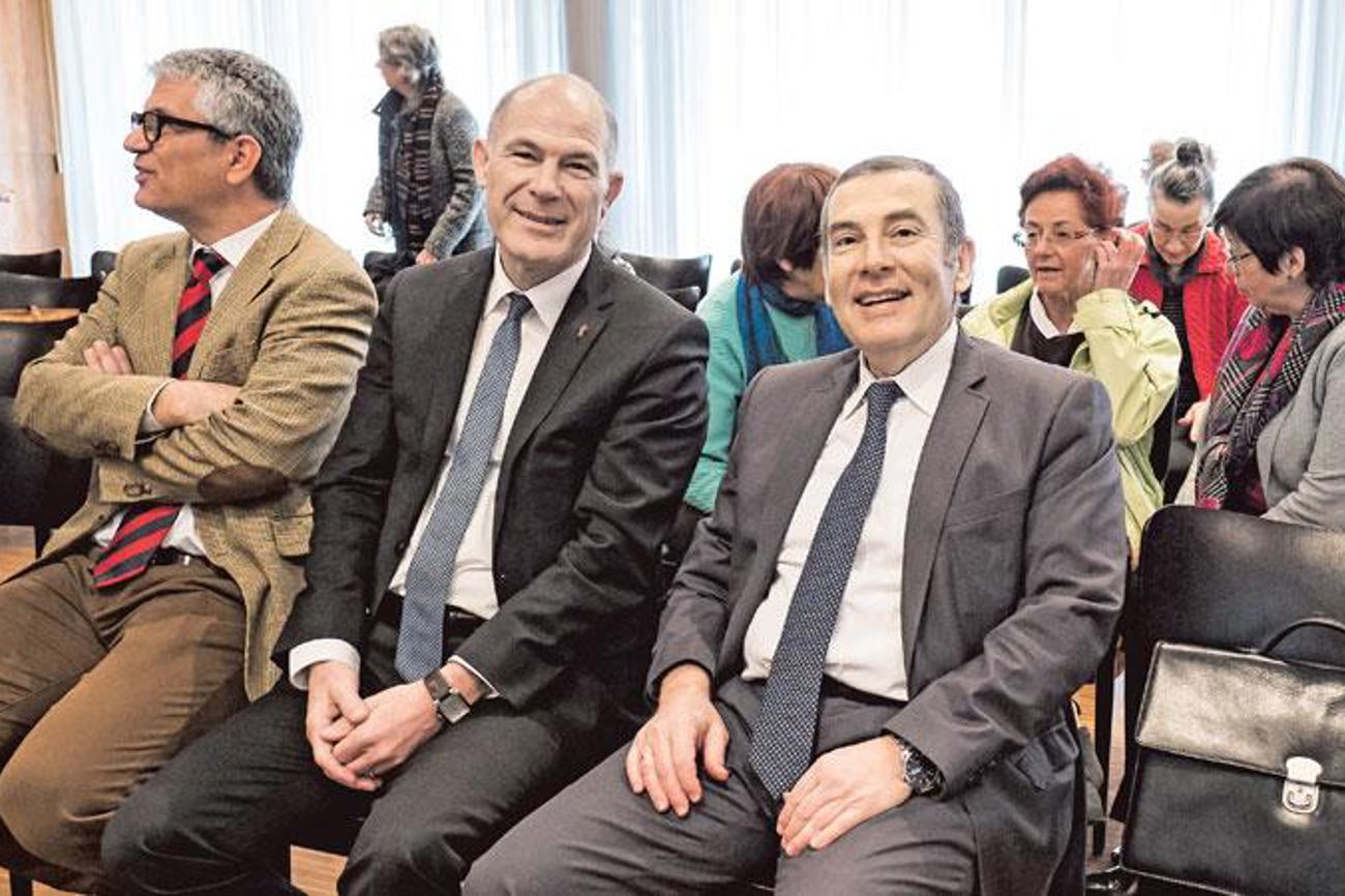 Sie feierten das Jubiläum der Christlich-Jüdischen Projekte (v. l.): Manuel Battegay, Präsident der Israelitischen Gemeinde Basel, der Baselbieter Regierungsrat Anton Lauber und der israelische Botschafter Jacob Keidar.|Kenneth Nars