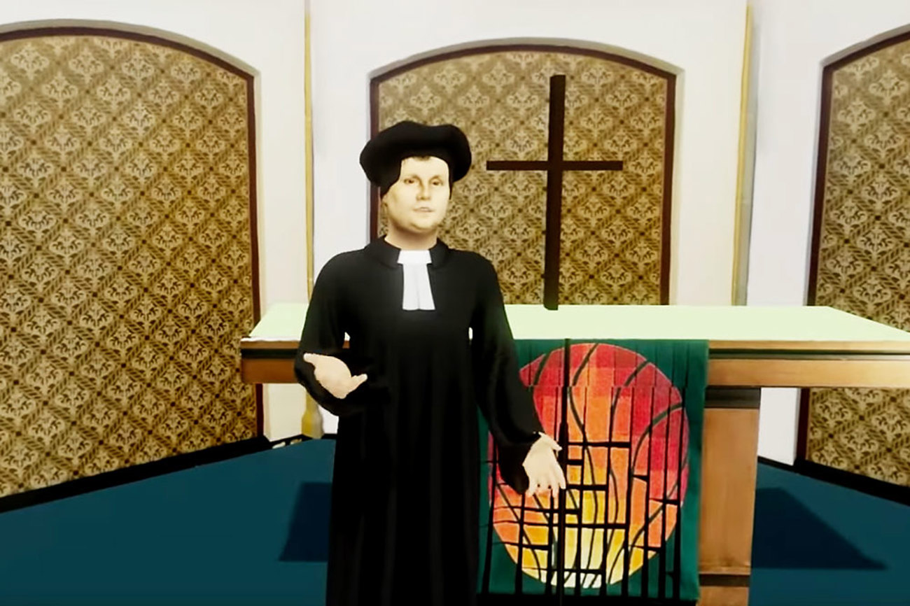 Die rheinische Kirche stellte ihren Luther-Avatar am deutschen Reformationstag, dem 31. Oktober, im vergangenen Jahr vor. | Screenshot Video