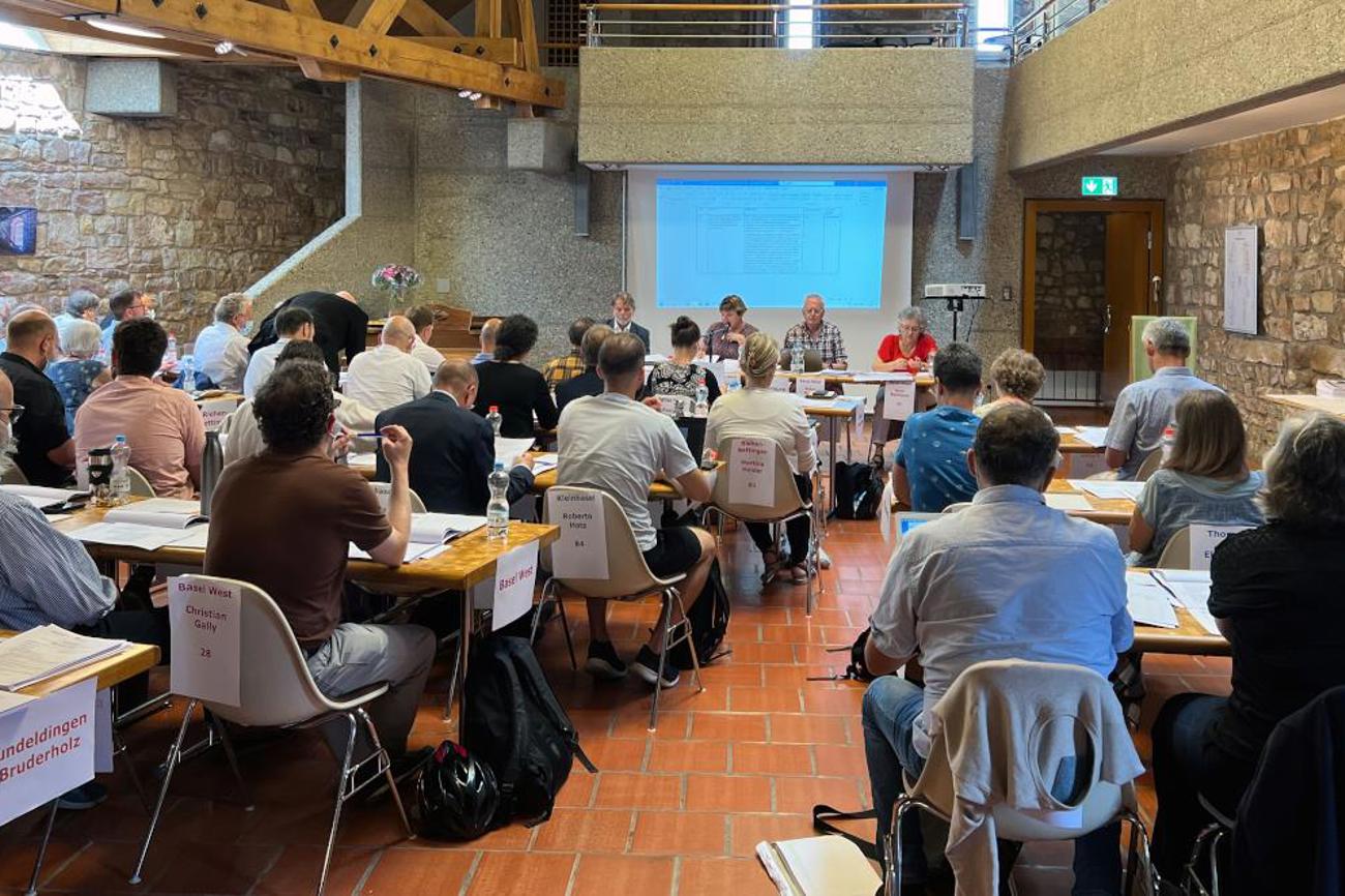 Die Frühjahrssynode der Evangelisch-reformierten Kirche Basel-Stadt fand Ende Juni im Meierhof in Riehen statt. | Matthias Zehnder