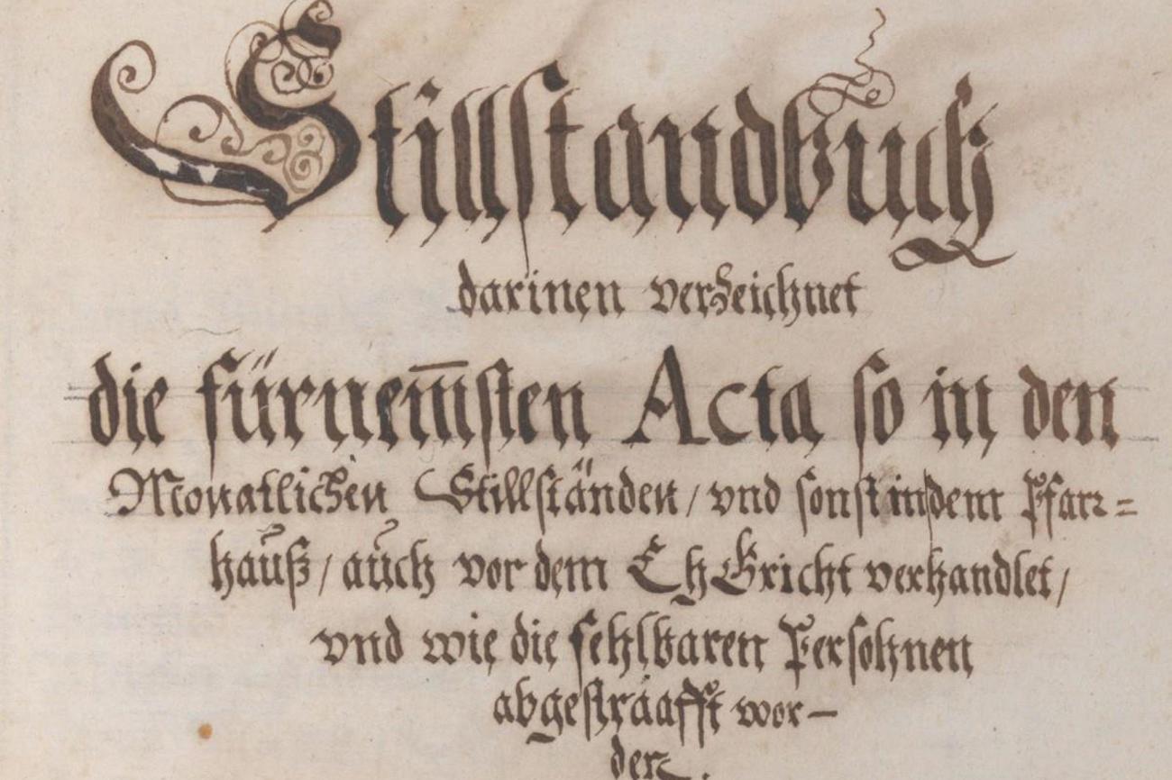 Titelblatt des Stillstandsprotokolls von Maschwanden 1670–1707 (Foto: Staatsarchiv Zürich)