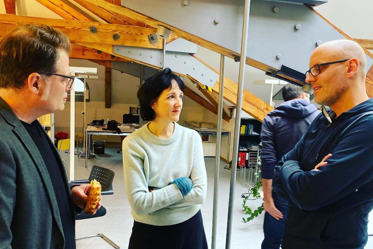 Blick ins RefLab: Andreas Kessler, Johanna di Blasi und Manuel Schmid.