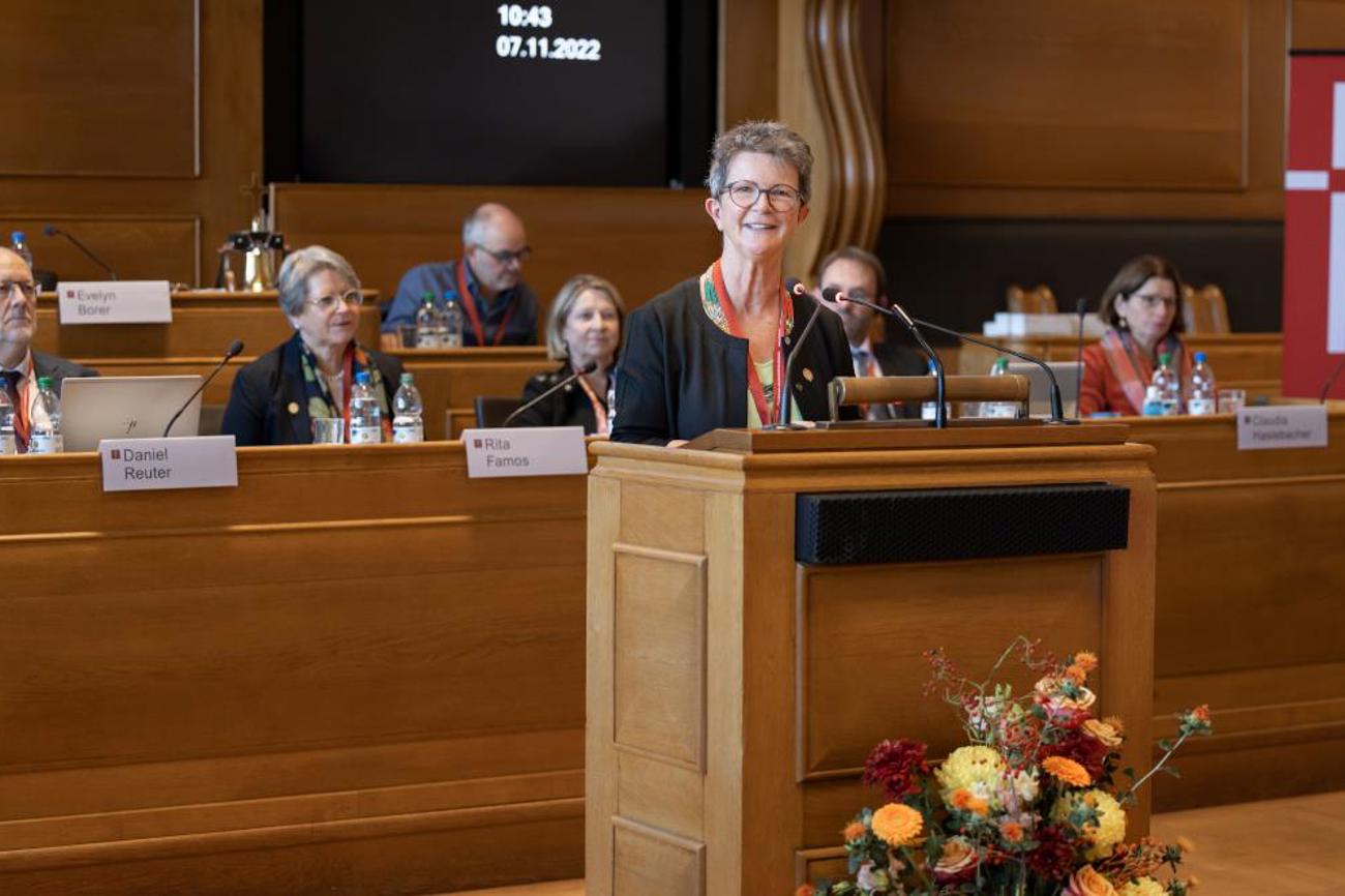 Synodepräsidentin der Evangelischen Kirche Schweiz Evelyn Borer. | EKS