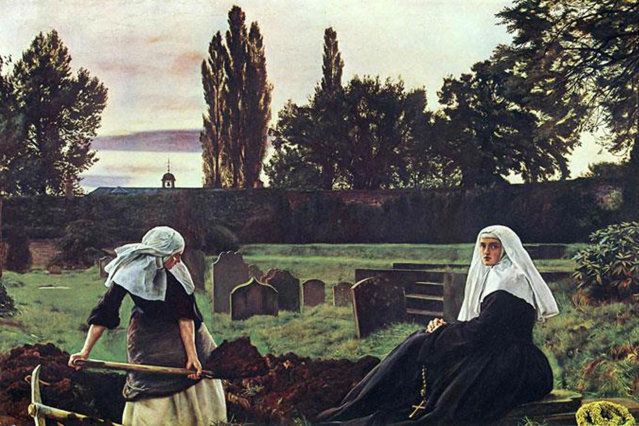 Während die religiöse Kleidung von Ordensschwestern bei älteren Menschen noch immer Vertrauen weckt, wirkt sie auf Jüngere zuweilen befremdlich. | Das Tal der Stille von John Everett Millais/Wikimedia Commons