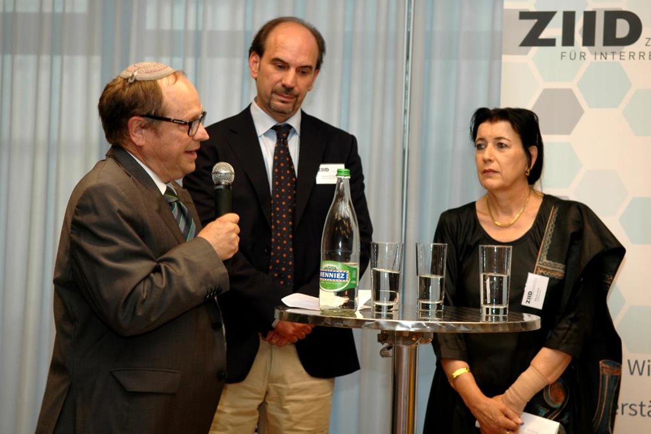 Das Trio der Experten der abrahamitischen Religionen: (von links) Michel Bollag, Samuel Behloul und Rifa’at Lenzin. | Delf Bucher