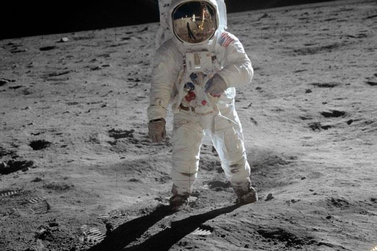 Alles inszeniert? 1969 unternahm Astronaut Edwin «Buzz» Aldrin von der Apollo 11 einen Ausflug auf dem Mond. Gemäss einer Verschwörungstheorie hat nie ein Mensch den Mond betreten.|Wikimedia/NASA
