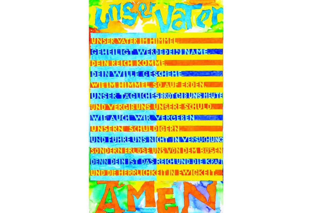 Schriftbild des Unservaters von Samuel Buri für die Kunstausgabe der Zürcher Bibel. | tvz/Verlag der Zürcher Bibel